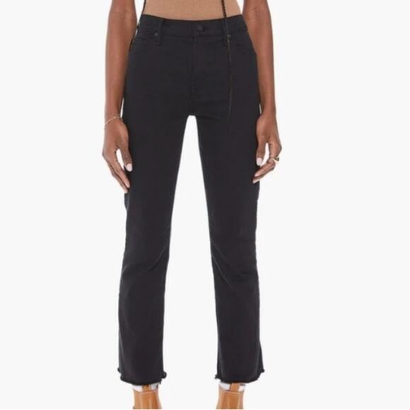 MOTHER The Rascal Ankle Step Fray Black Jeans - Picture 1 of 12
